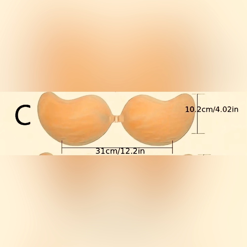 C cup Strapless Backless Bra Invisible Push Up Bra Reusable Adhesive Bra - Nude